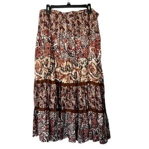 Chico’s tiered boho silk maxi skirt size 3
